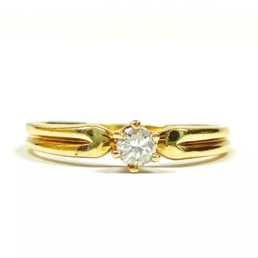 Diamond Gold Ring 18k Size US 4 1/2 Pinky Ring Jewelry Yellow Gold